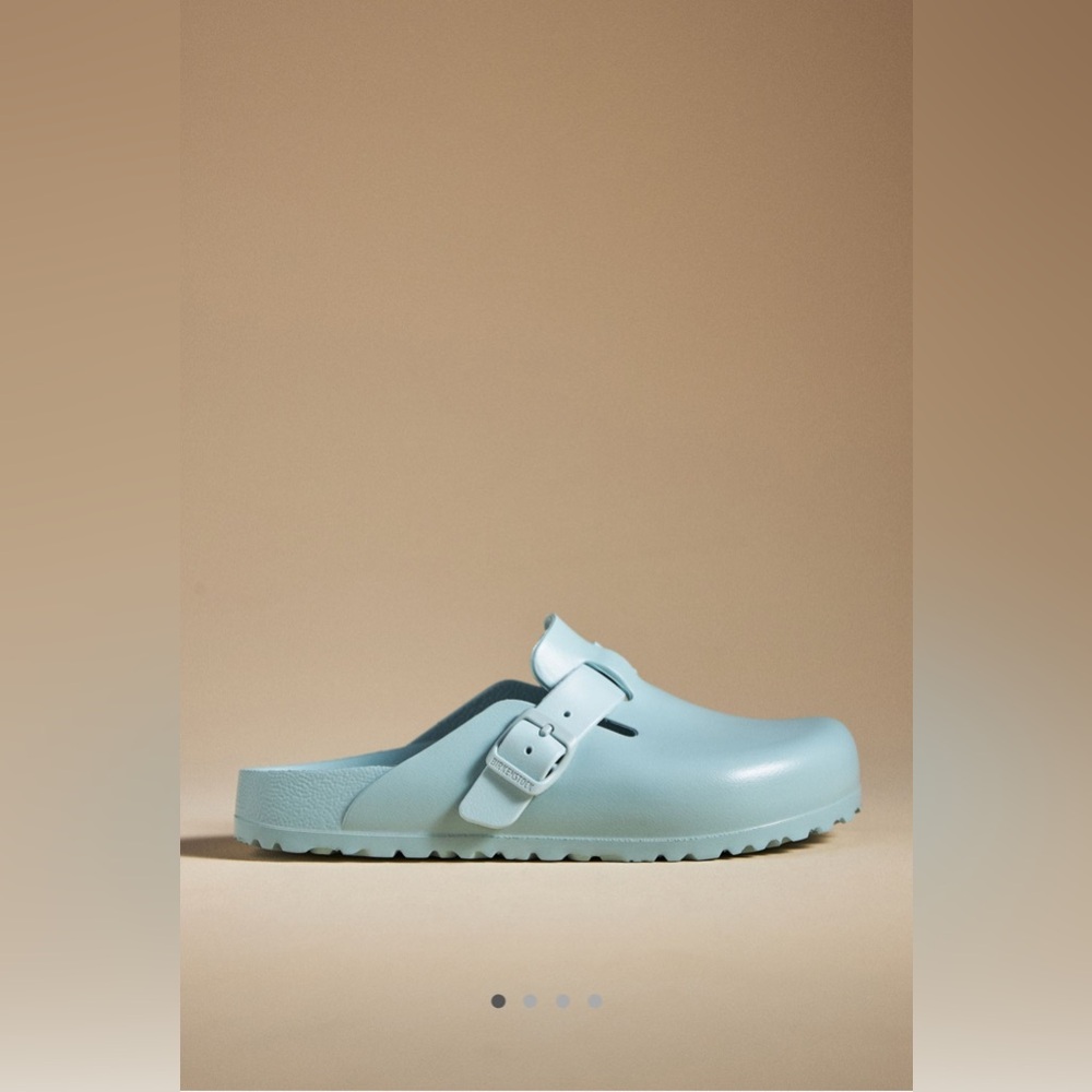 NWT Anthropologie Birkenstock Boston Ava Light Blue Mules 41